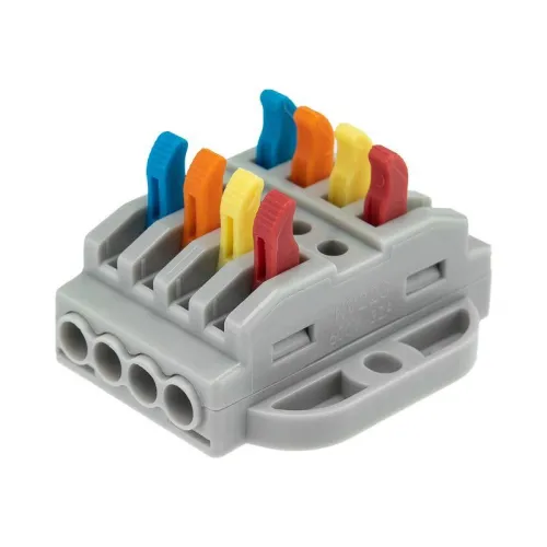 Клемма строительно-монтажная СМК проходная 222-424P 4п 0.08-4кв.мм с монтажной площадкой сер. (уп.25шт) Rexant 07-6264 фото 2