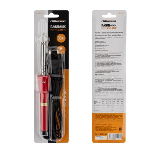 Паяльник с керам. нагревателем долговечное жало 220В/30Вт PROCONNECT 12-0122-4 фото 3