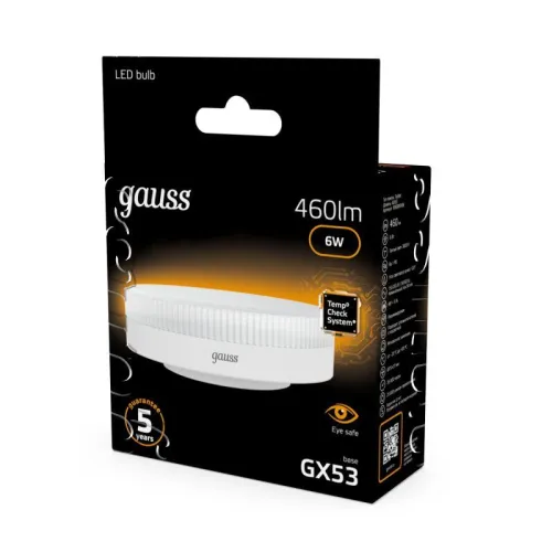 Лампа светодиодная Black 6Вт таблетка 3000К тепл. бел. GX53 460лм GAUSS 108008106 фото 6