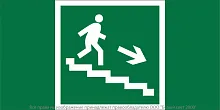 Знак безопасности NPU-2110.E13 "Направление к эвакуационному выходу по лестнице вниз (правосторонний)" Белый свет a11854