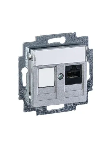 Розетка компьютерная Levit RJ45 кат.5E с заглушкой серебр. ABB 2CHH295117A6070 фото 3