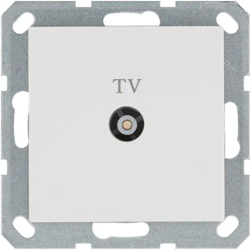 Розетка телевизионная проходная TV Ф9.5мм механизм бел. глянцевый Jasmart G6002W