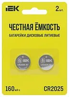 Элемент питания дисковый литиевый CR2025 (блист.2шт) IEK ABT-CR2025-OP-L02