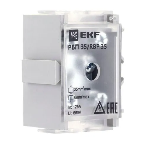 Блок распределительный проходной РБП 35 (1х35-4х6кв.мм) 125/50А PROxima EKF RBP-35-50 фото 6