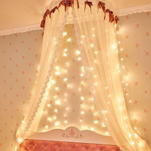 Гирлянда светодиодная "Светодиодный Дождь" 2х3м 240LED тепл. бел. 12Вт 230В IP20 свечение с динамикой провод прозр. Neon-Night 235-066 фото 5