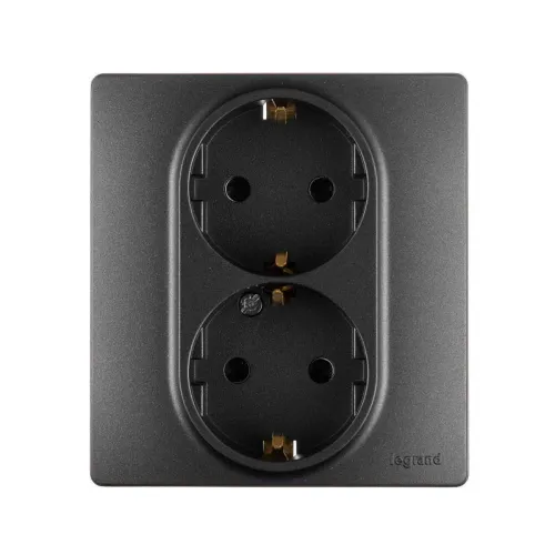 Розетка Inspiria 16А 250В 2х2p+E защ. шторки безвинт. зажимы антрацит IEK 673758 фото 2