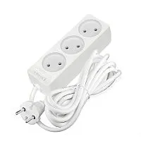 Удлинитель 3х3м без заземл. 10А IP20 2.2кВт ПВС 2х0.75 бел. DOMTOK 2371