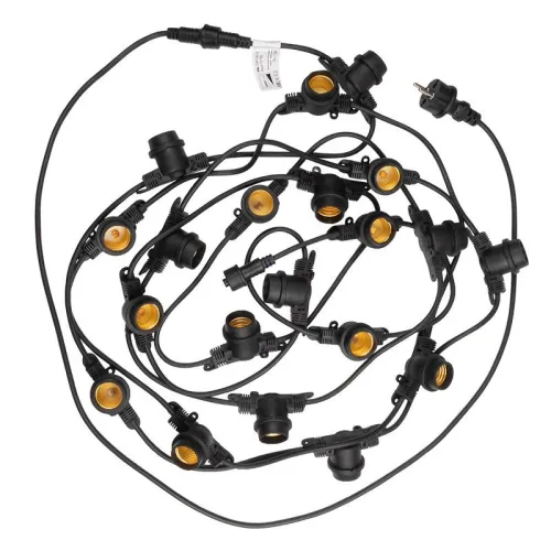 Гирлянда уличная "Белт-лайт" PBL-S40/L24+1.5 Black E27 IP65 24м 40ламп 1.5м шнур соедин. в линию max750Вт (лампы не в компл.; возможно использов. с фитолампами в теплице) Pro JazzWay 5058255 фото 4