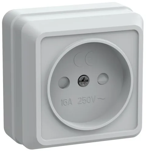 Розетка 1-м ОП Октава РСш20-2-ОБ 10А IP20 без заземл. защ. шторки бел. GENERICA ERO13-K01-10-DC