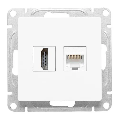 Розетка СП Эпика HDMI + RJ45 кат.5 механизм бел. EKF UP1-SOW-HDMI+RJ45 фото 4