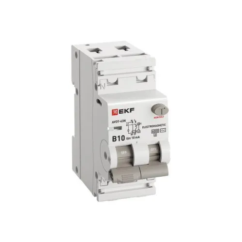 Выключатель автоматический дифференциального тока 2п (1P+N) B 10А 10мА тип AC 6кА АВДТ-63N (электромех.) PROxima EKF D63N26M10B10 фото 3