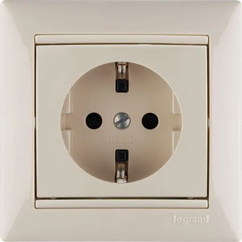 Розетка 1-м СП Valena 16А IP21 230/250В 2P+E с заземл. защ. шторки на винтах механизм сл. кость IEK 774321 фото 3