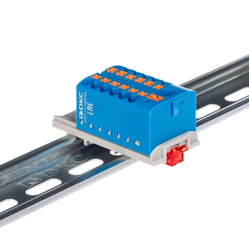 Блок распределительный зажим push-in 1 ввод 6кв.мм 12 точек подключения 25кв.мм син. DKC DTP1-112-104SPUB фото 2