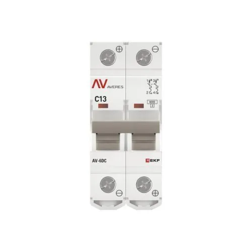 Выключатель автоматический модульный 2п C 13А 6кА AV-6 AVERES EKF mcb6-DC-2-13C-av фото 3
