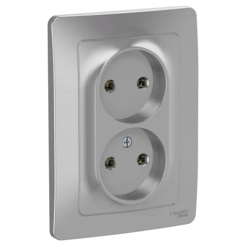 Розетка 2-м СП Blanca 16А IP20 250В без заземл. без защ. шторок алюм. SE BLNRS000023