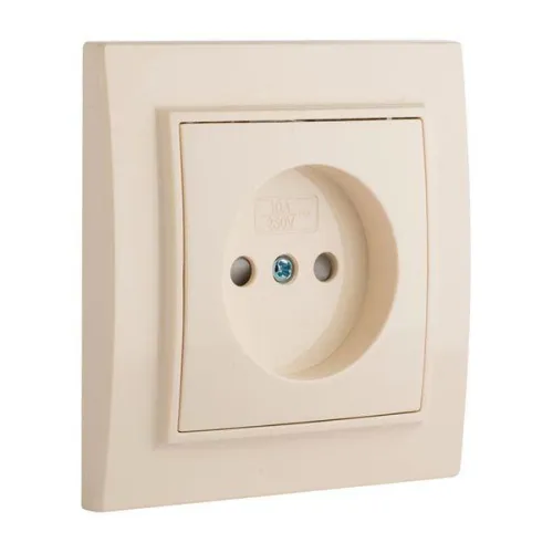 Розетка 1-м СП Минск 10А IP20 без заземл. защ. шторки беж. EKF ERR10-022-200 фото 2