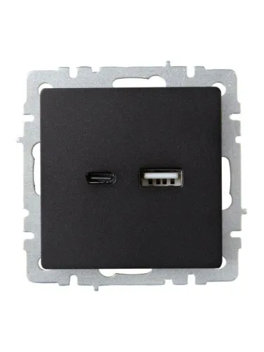 Розетка BRITE USB A+C 18Вт РЮ11-1-БрЧ механизм черн. IEK BR-U22-018-K02 фото 8