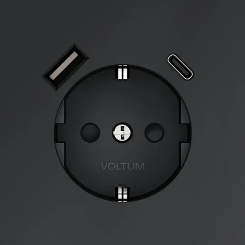 Розетка 1-м СП S70 16А с USB A+С с заземл. защ. шторки механизм графит Voltum VLS040507 фото 4