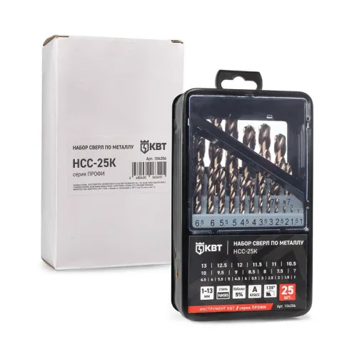 Набор сверл по металлу НСС-25К ПРОФИ КВТ 106206 фото 3