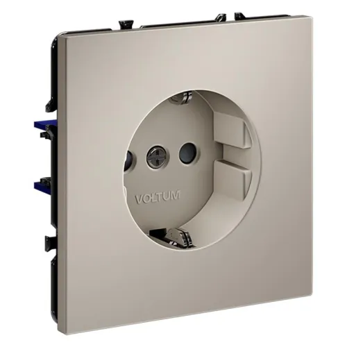 Розетка 1-м СП S70 16А с заземл. защ. шторки механизм кашемир Voltum VLS040203 фото 7