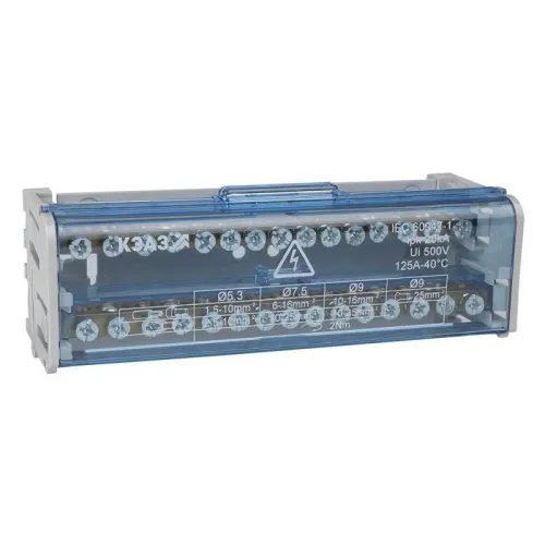 Шина "N" нулевая на DIN-рейку в корпусе 2х15 групп КЭАЗ 143227 фото 2