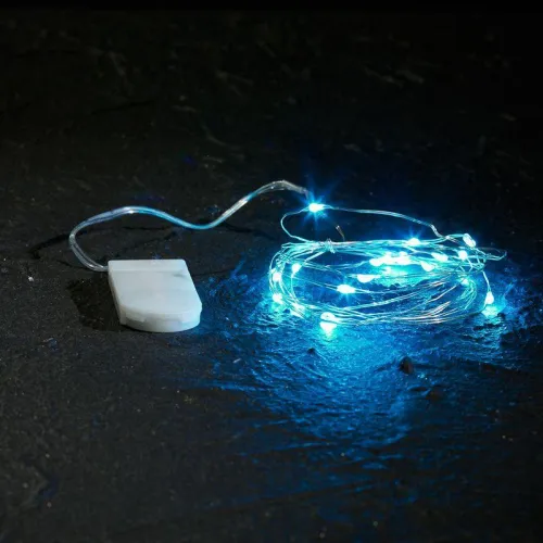 Гирлянда светодиодная "Роса" 2м 20LED бирюз. 2Вт 4.5В IP20 провод прозр. Neon-Night 303-004 фото 3