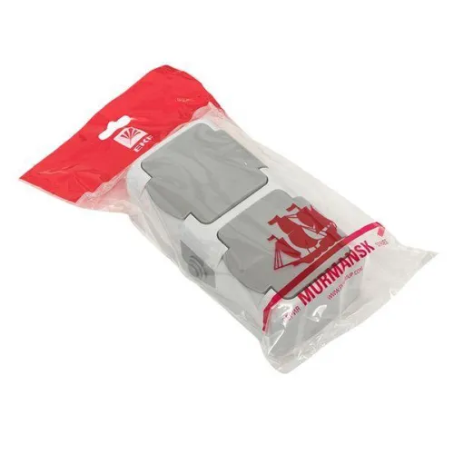 Розетка 2-м ОП Мурманск 16А IP54 с заземл. защ. шторки с крышкой сер. EKF EFR16-129-30-54 фото 4