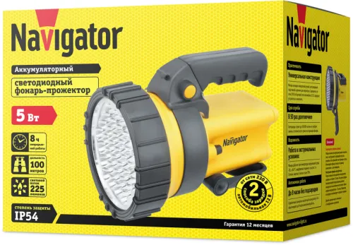 Фонарь-прожектор аккумуляторный 94 966 NPT-SP10-ACCU 37LED аккум. 4В 4А.ч. NAVIGATOR 94966 фото 3