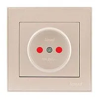 Розетка 1-м СП Rain 16А IP20 защ. шторки керамика жемчуж./бел. метал. LEZARD 703-3030-124