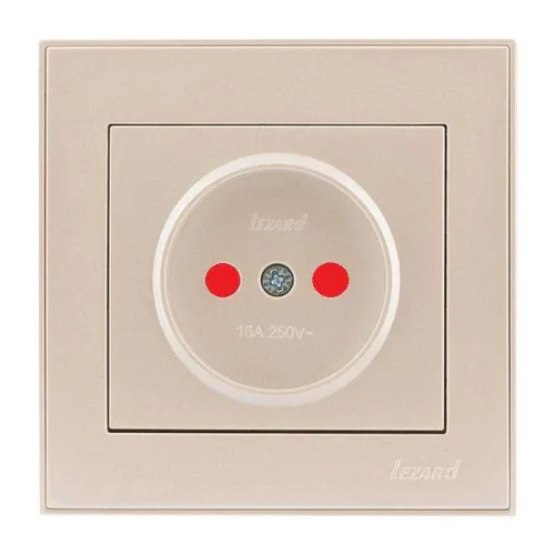 Розетка 1-м СП Rain 16А IP20 защ. шторки керамика жемчуж./бел. метал. LEZARD 703-3030-124