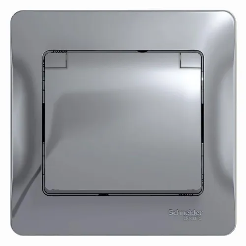 Розетка 1-м СП Glossa 16А IP20 с заземл. защ. шторки с крышкой в сборе алюм. SE GSL000346 фото 3