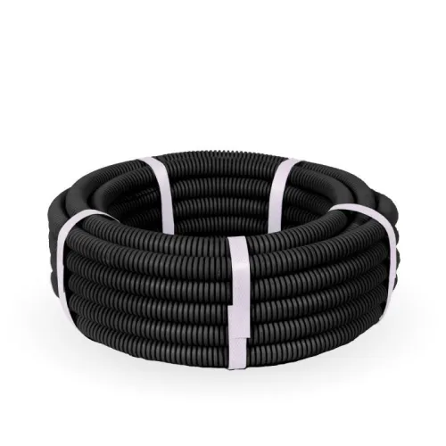 Труба гофрированная ПВХ легкая d16мм с протяжкой 350 Н черн. (уп.10м) Промрукав PR01.0143 фото 2