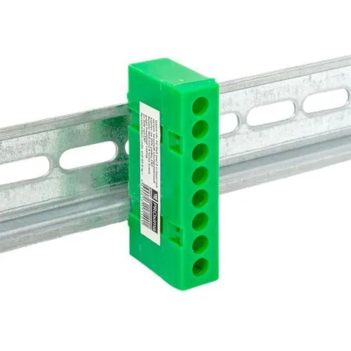 Шина нулевая PE 6х9 8 отверстий зел. изолированный корпус на DIN-рейку латунь розн. стикер PROxima EKF sn0-63-8-ig-r фото 5