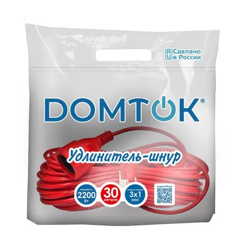 Удлинитель-шнур 1х30м с заземл. 10А IP20 2.2кВт ПВС 3х1 DOMTOK 2494 фото 3