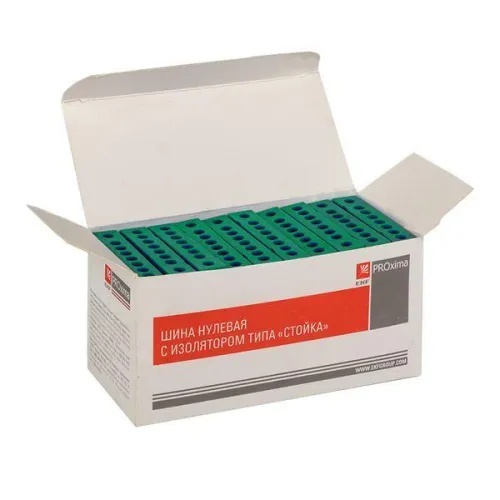 Шина нулевая PE 6х9 8 отверстий зел. изолированный корпус на DIN-рейку латунь PROxima EKF sn0-63-8-ig фото 3