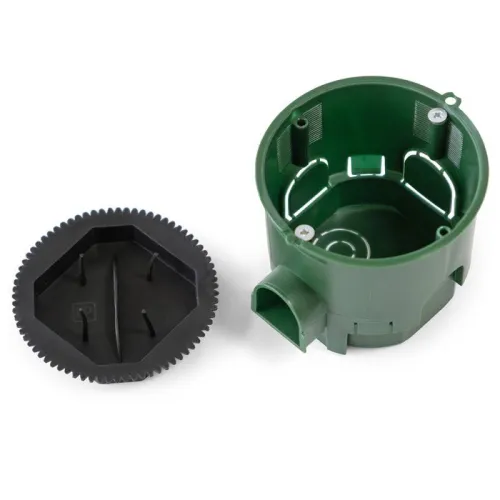 Коробка установочная углубленная безгалогенная (HF) 68х60 с саморезами и крышкой Промрукав 80-0550СКм