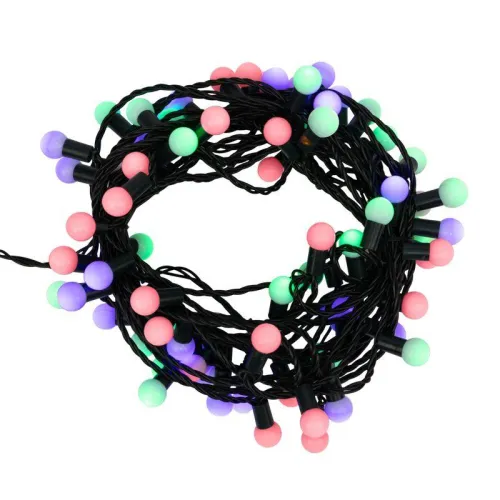 Гирлянда светодиодная "Мультишарики" 10м d17.5мм 80LED мультиколор 6Вт 220-240В IP65 с контроллером провод ПВХ темн. зел. Neon-Night 303-509-6 фото 5