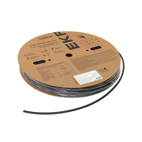 Трубка термоусадочная ТУТ нг 6/3 черн. (уп.100м) EKF tut-6-b фото 3