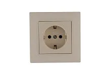 Розетка 1-м Karea RIZZ с заземл. керамика крем Makel 88010008