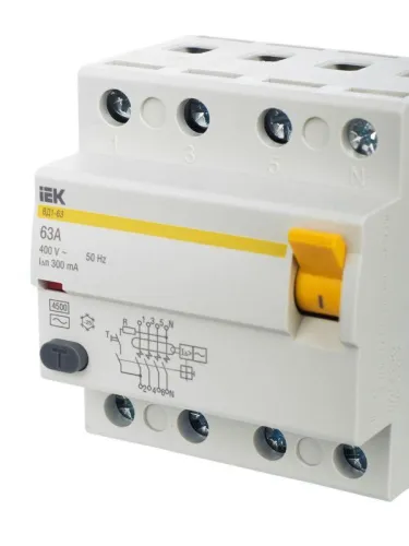 Выключатель дифференциального тока (УЗО) 4п 63А 300мА тип AC ВД1-63 KARAT IEK MDV10-4-063-300 фото 9