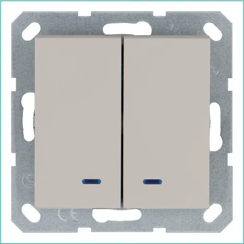 Выключатель 2-кл. 10А IP20 с подсветкой механизм тауп Jasmart G3023NT