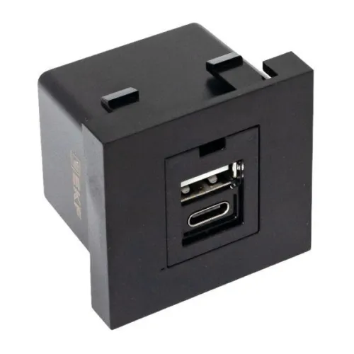 Розетка USB 2-м A+C 2.1А без индикатора черн. матов. EKF E2MR2B-21USB-10-AC фото 6