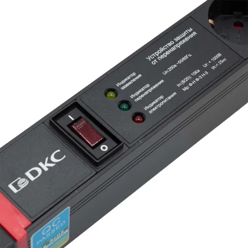 Блок распределения питания 6-м 16А Schuko вх. разъем Schuko для 19дюйм шкафов защита от перенапряж. с индикатором сети DKC R519SH6OPSHSP фото 6