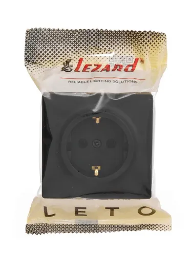 Розетка 1-м ОП LETO с заземл. ПБТ черн. бархат LEZARD 752-4200-122B фото 4