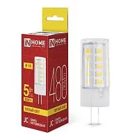 Лампа светодиодная LED-JC 5Вт 12В G4 3000К 480лм IN HOME 4690612059013