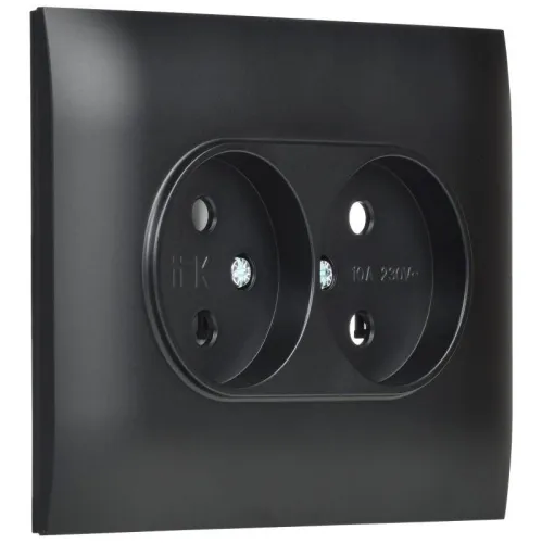Розетка 2-м SKANDY 10А без заземл. без защ. шторок в сборе SK-R10Bl черн. IEK SK-R20-10-K02-F фото 3