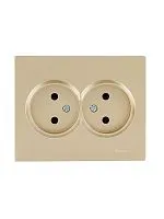 Розетка VESNA двойная без заземл. ПБТ зол. LEZARD 742-3600-128B