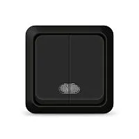 Выключатель 2-кл. ОП Олимп 10А IP20 с подсветкой черн. Universal 2214