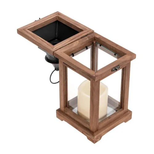 Фонарь декоративный со свечкой корпус из дерева размер 14х14х35cм тепл. бел. Neon-Night 513-075 фото 10