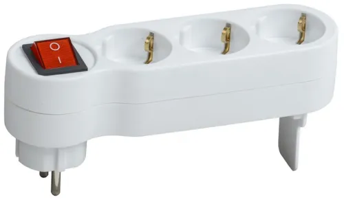 Разветвитель 3-м 16А IP20 Т-01/03В 2P+PE с выкл. бел. IEK WTP10-16-03-ZK-K01 фото 4